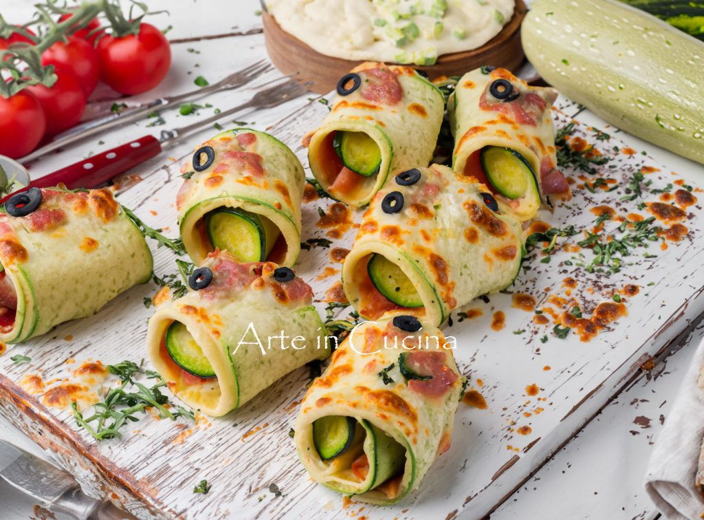 Snelle pizza rolletjes met courgette en ham