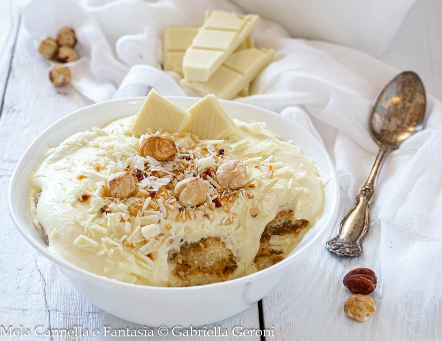 Tiramisù met witte chocolade en hazelnoten… heerlijk!