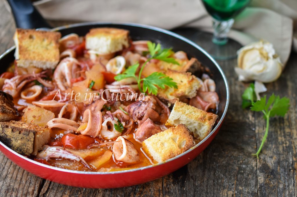 Totani alla praianese met aardappelen