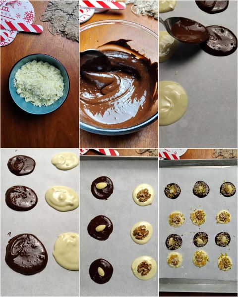 voorbereiding van de chocolaatjes met gedroogd fruit