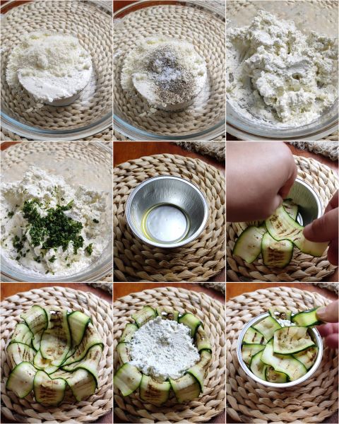 voorbereiding van de courgette taartjes