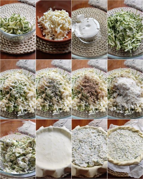 voorbereiding van de hartige courgettetaart