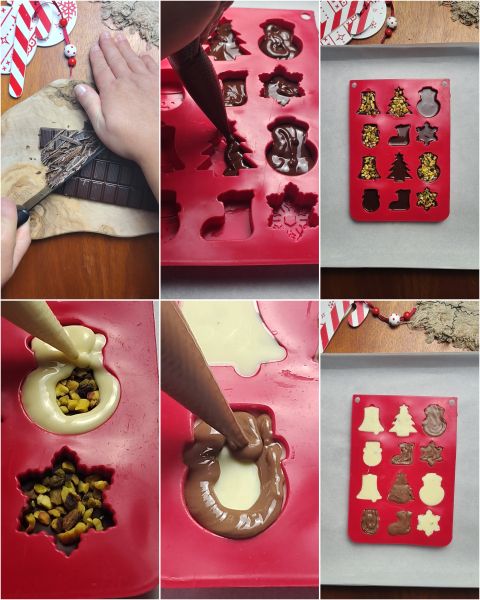 voorbereiding van de kerstchocolaatjes