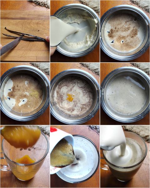 voorbereiding van de pompoen specerijen latte