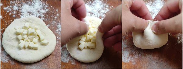 vorm balletjes en leg de stukjes mozzarella in het midden