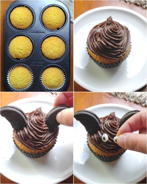 vullen en versieren van de cupcakes