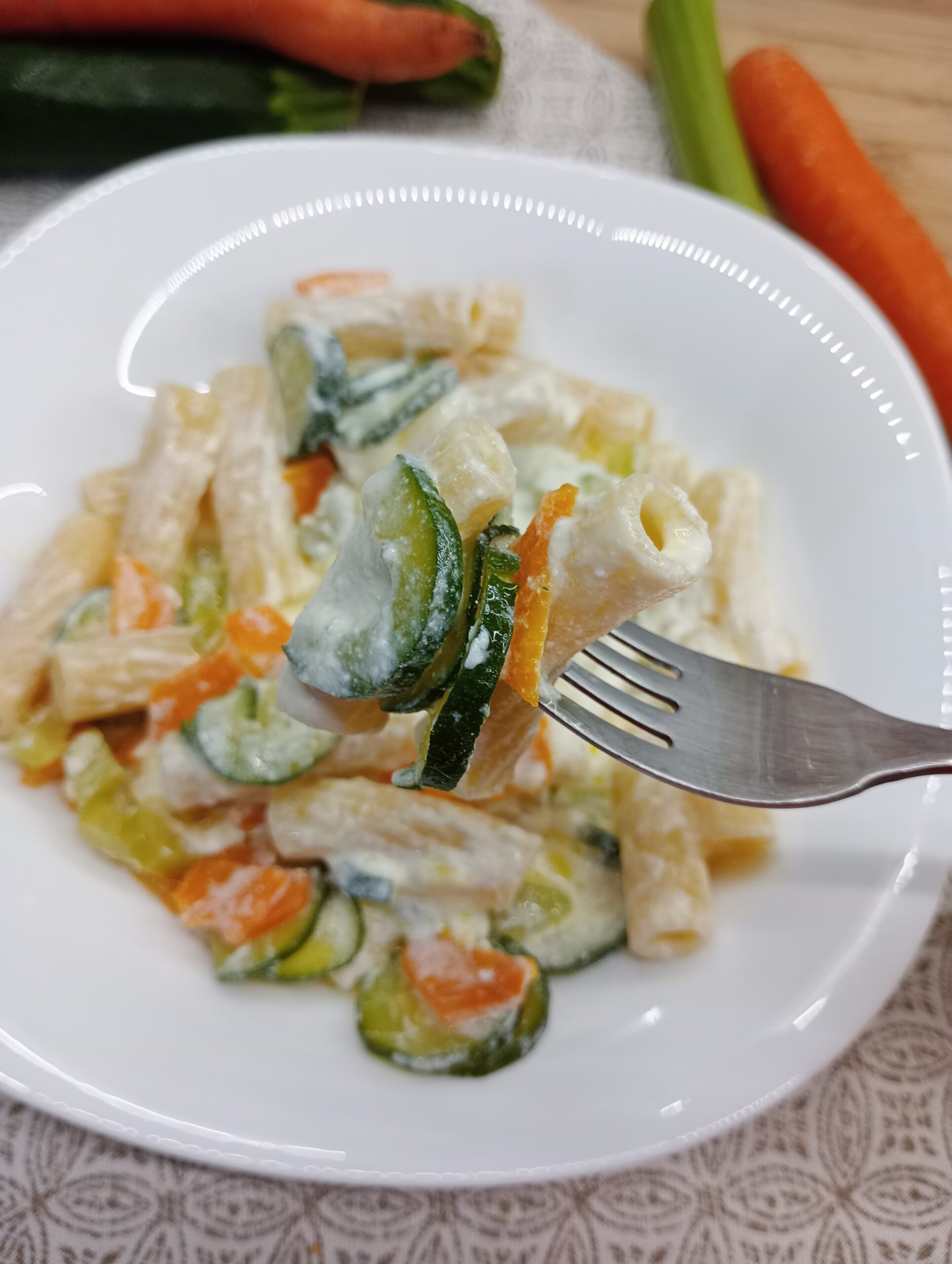 Pasta met ricotta en groenten