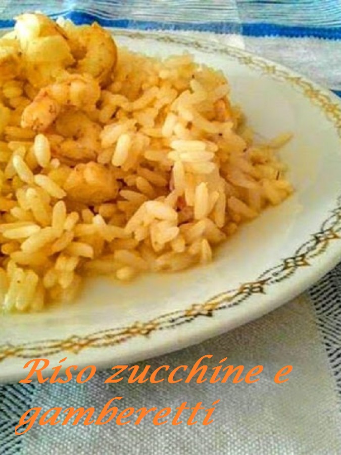 Rijst met courgettes en garnalen