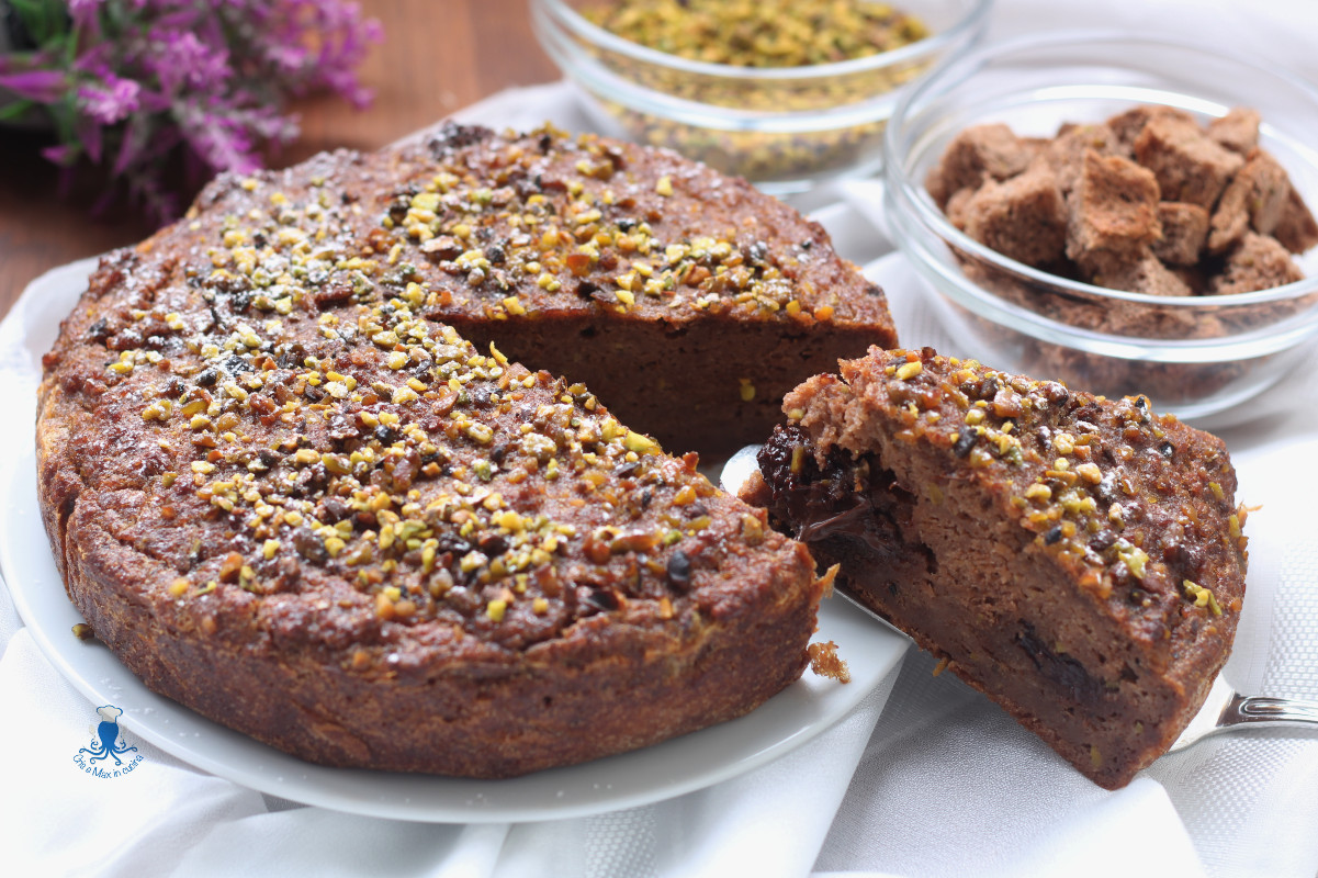 Chocolade en pistache briochetaart