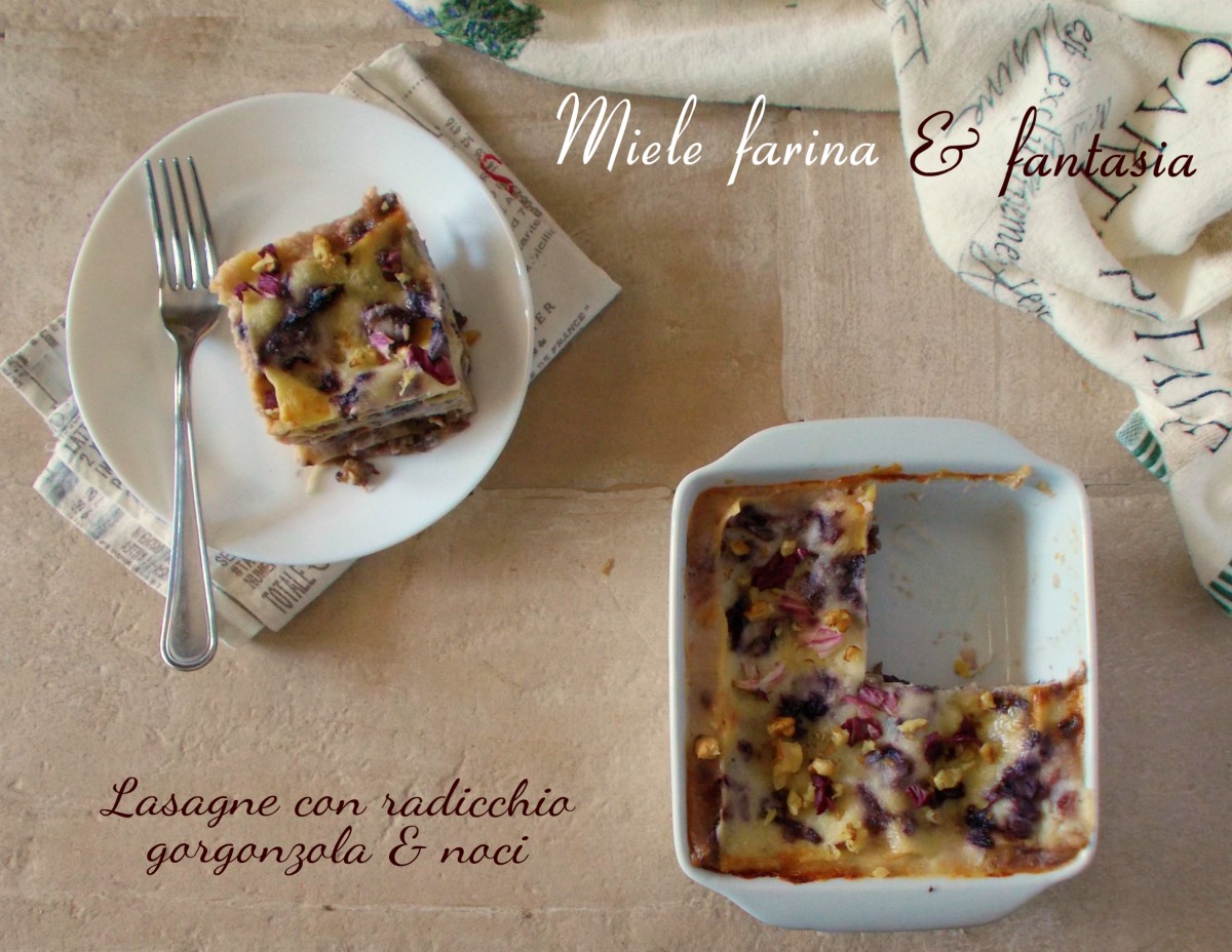 Lasagne met radicchio, zoete gorgonzola en walnoten