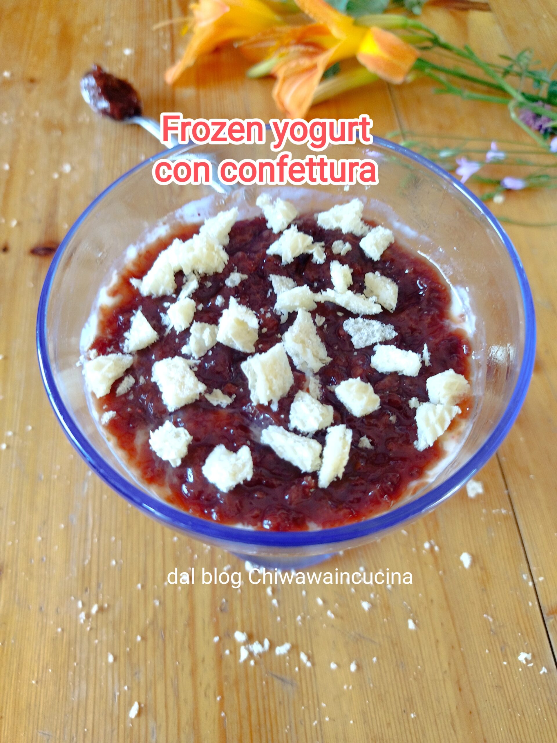 Frozen yogurt met jam