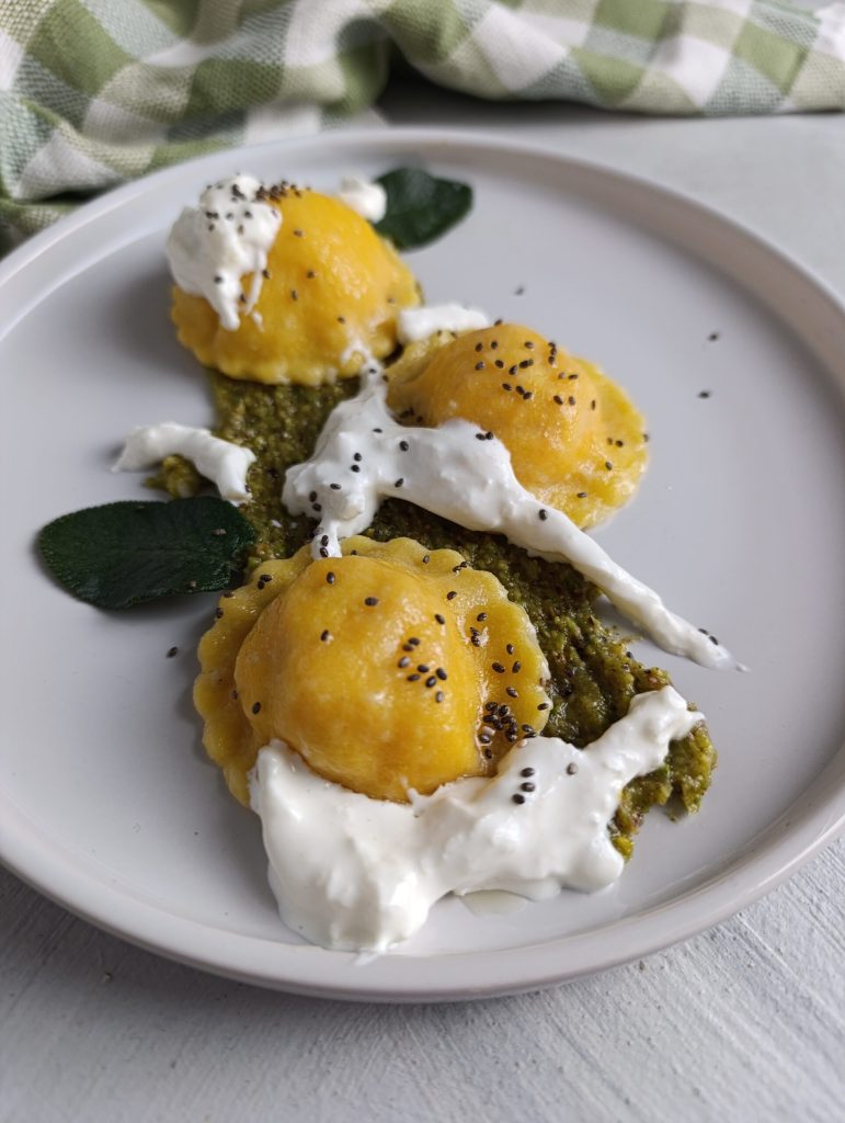 Ravioli ricotta en zalm