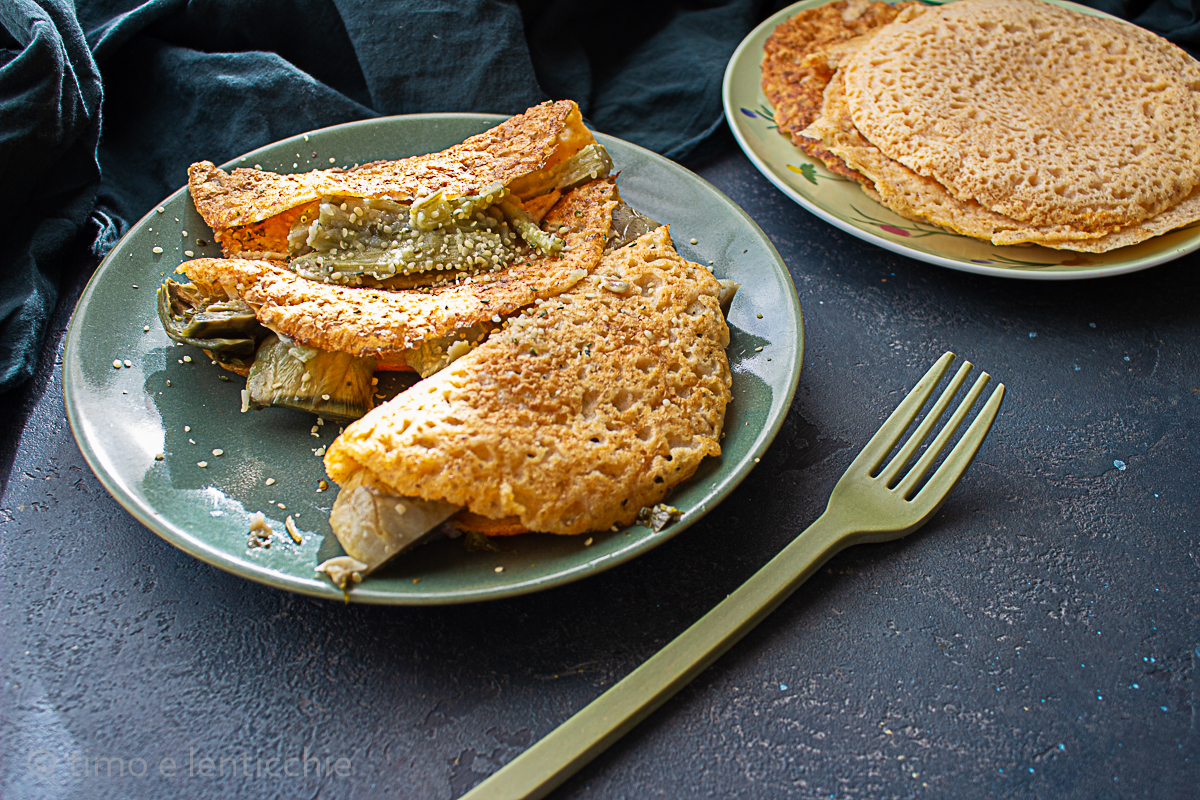 Linzenpannenkoeken met artisjokken