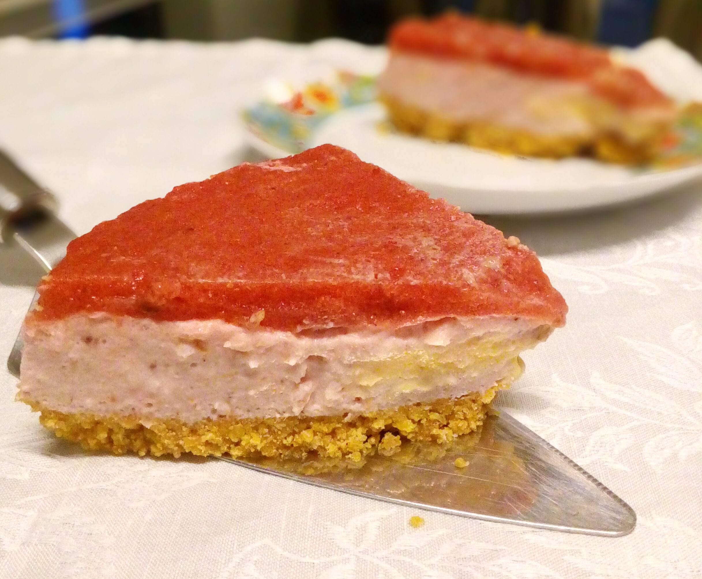 Cheesecake met aardbeiensmaak