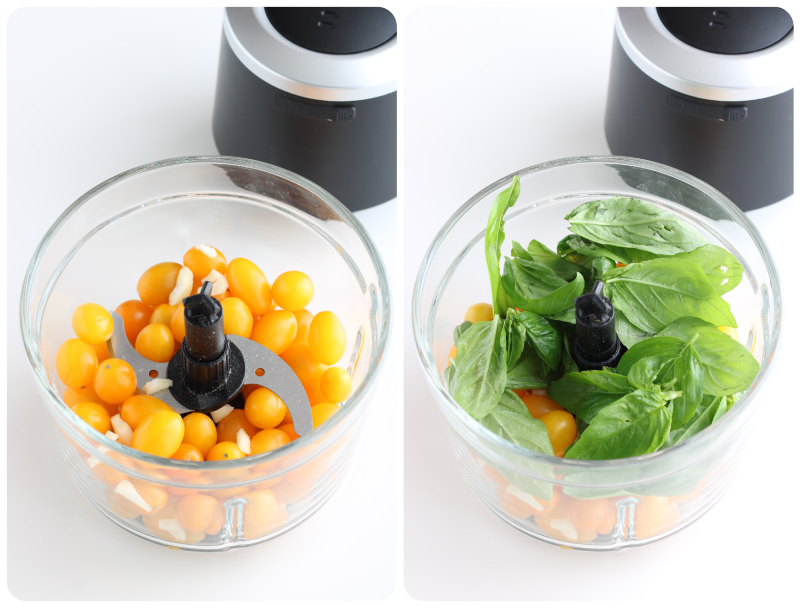 pesto met gele tomaten