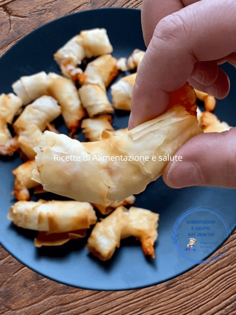 Garnalenrolletjes in filodeeg gekookt in een airfryer
