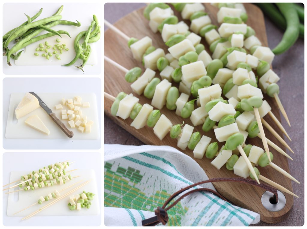 spiesjes van tuinbonen en Toscaanse pecorino