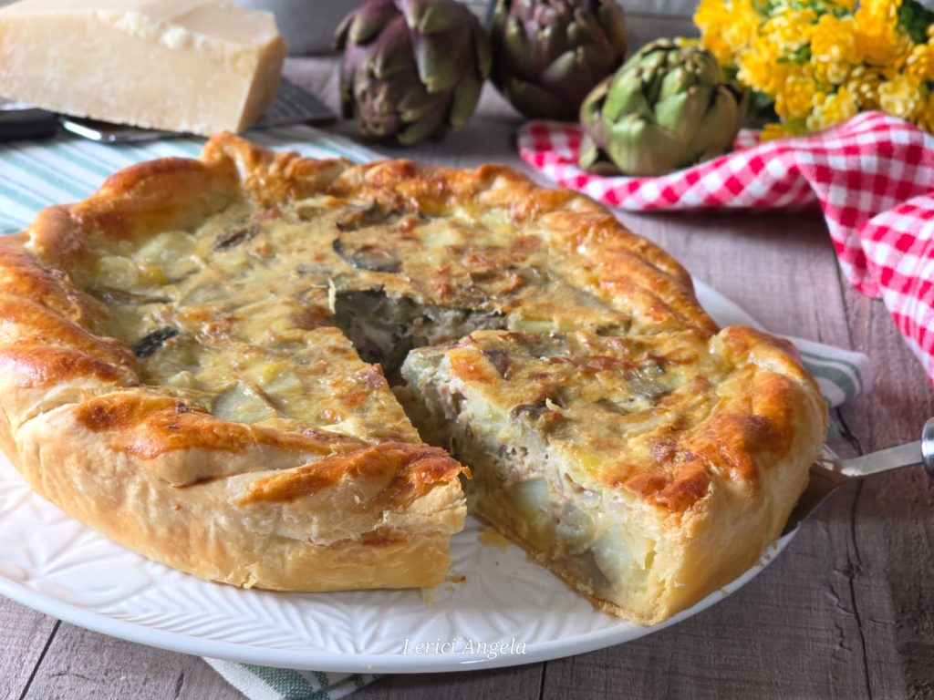 Hartige Taart met Artisjokken en Gekookte Ham