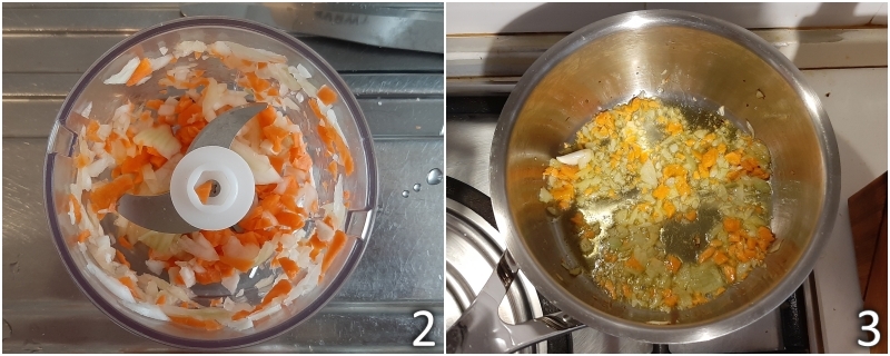 b. maak een soffritto van knoflook, ui en wortel