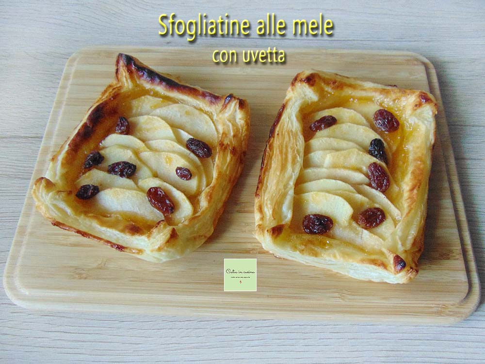 Bladerdeeggebakjes met appels en rozijnen