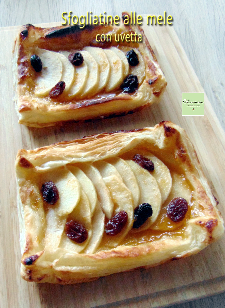 bladerdeeggebakjes met appels en rozijnen