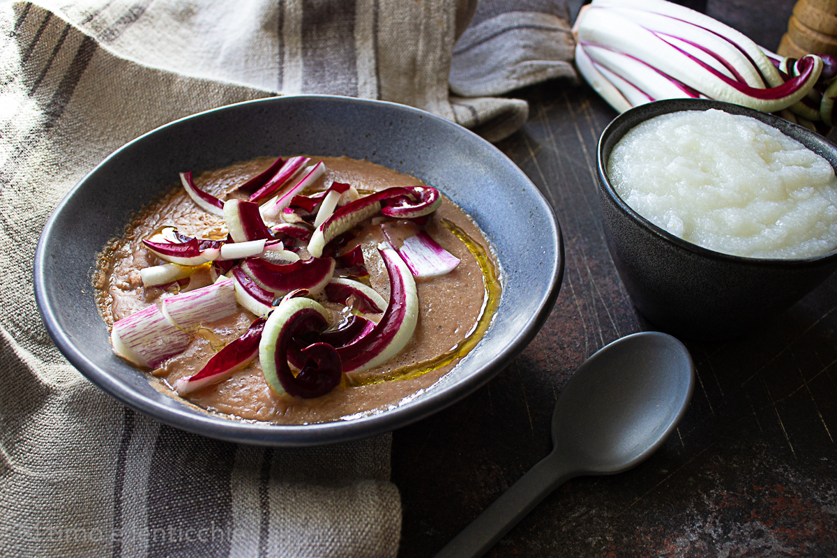 Bonencrème met radicchio