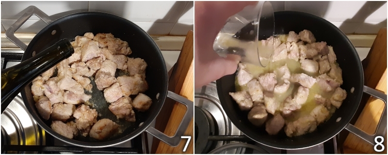 d. kalfsvleesstoofpot blussen met droge witte wijn