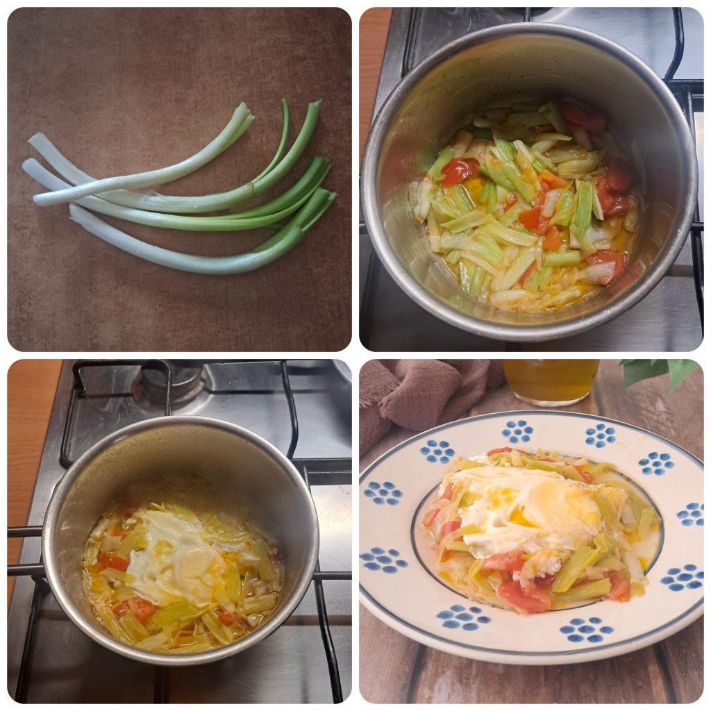 Eieren met prei-uien