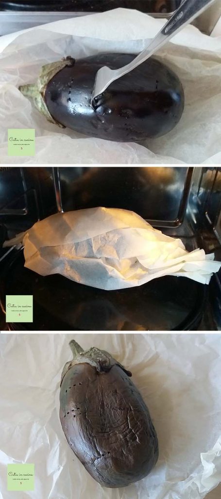 hele aubergine gegaard in de magnetron - stappen