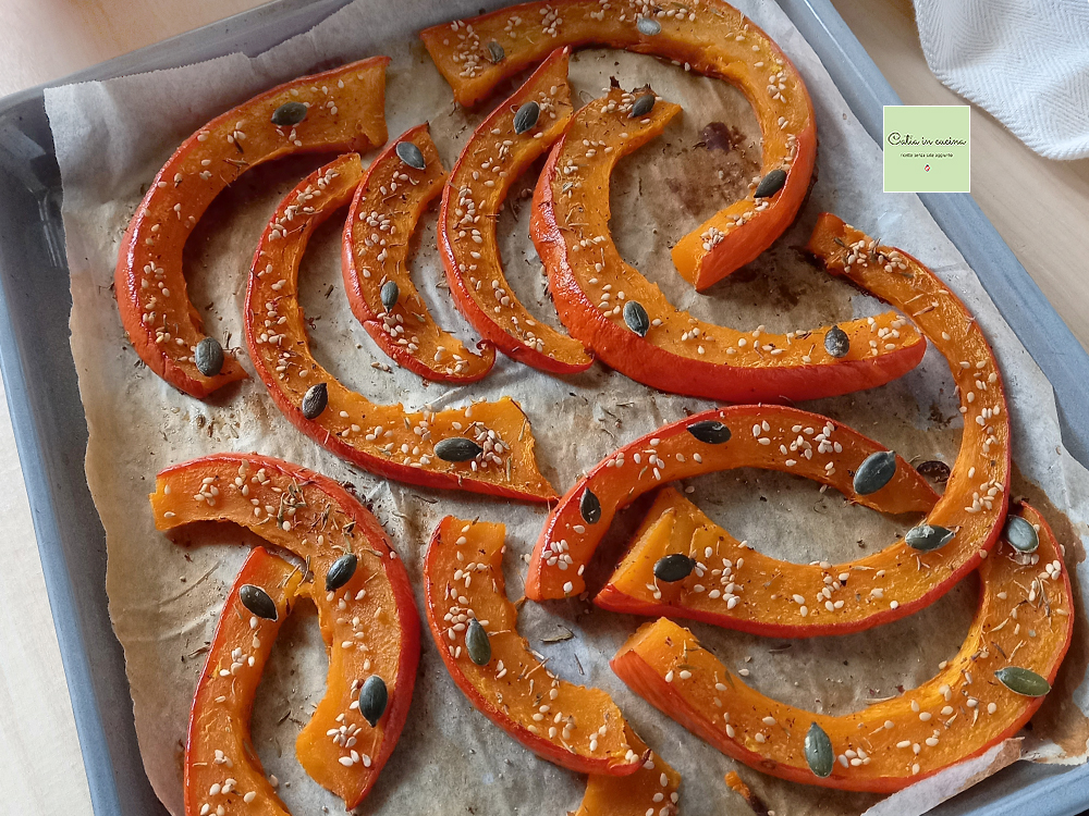 In de oven gegratineerde pompoen met zaden