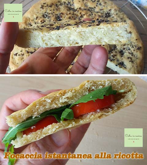 instant focaccia met ricotta plakken