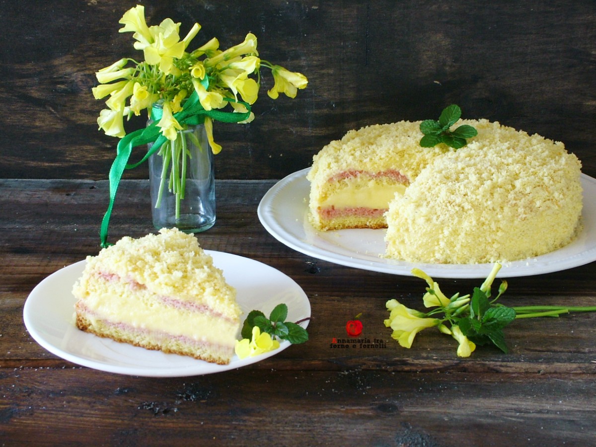 Mimosa taart met banketbakkersroom