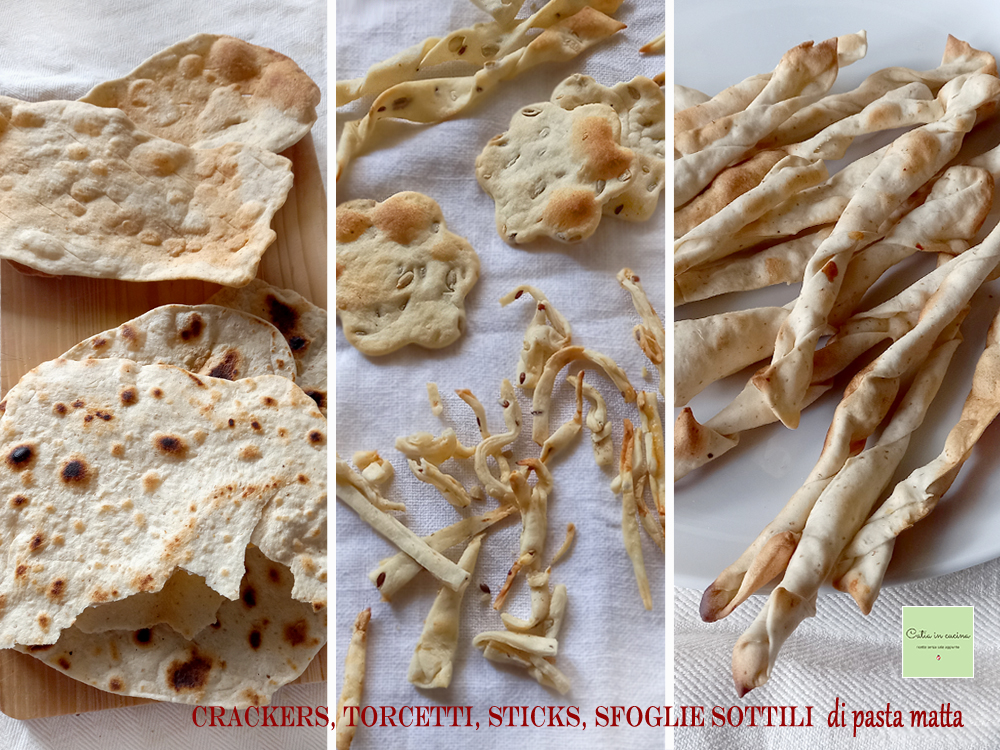 Crackers, torcetti, sticks en vellen van pasta matta