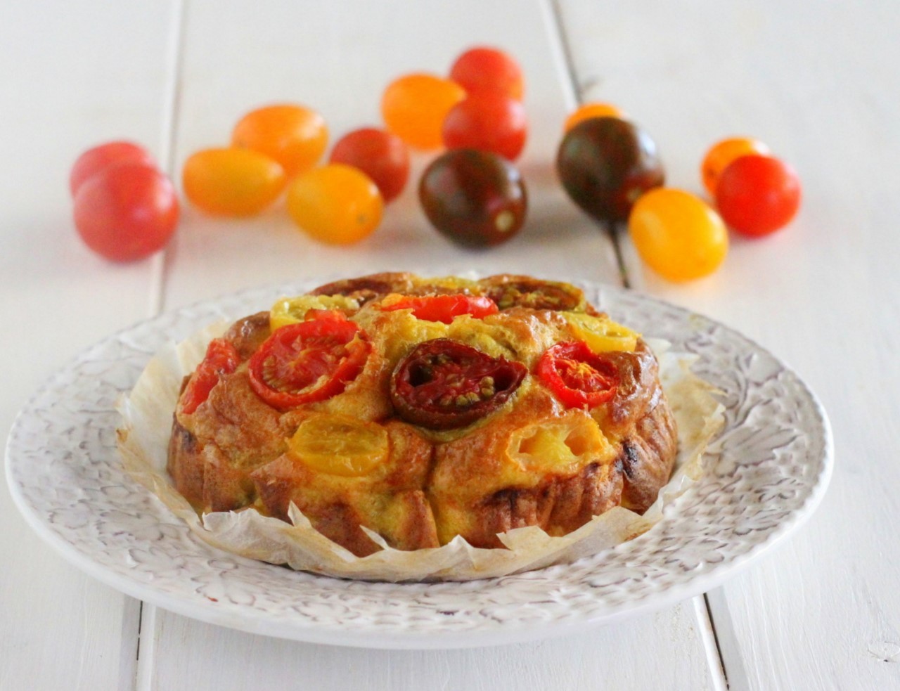 Aardappel- en cherrytomatenomelet uit de oven