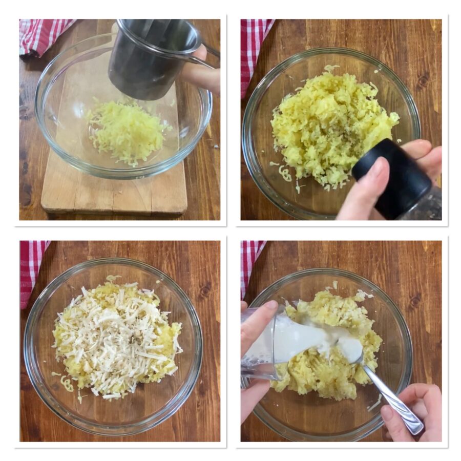 bladerdeeg, worst en aardappelen