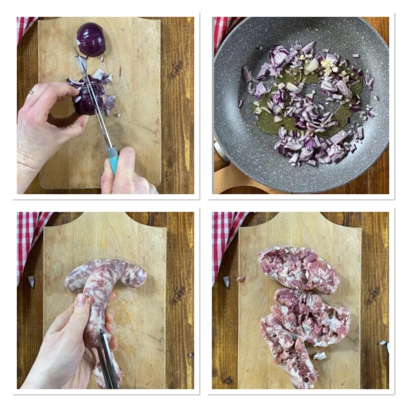 hartige taart met aardappelen en worst