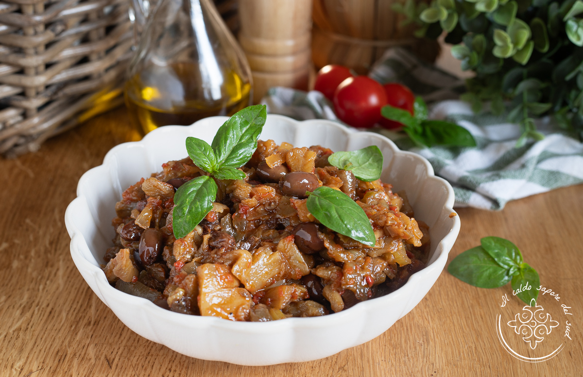 Caponata van aubergines zonder te frituren