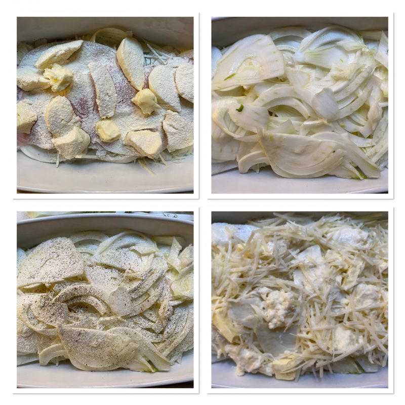 Venkelovenschotel zonder béchamel met ham en kaas