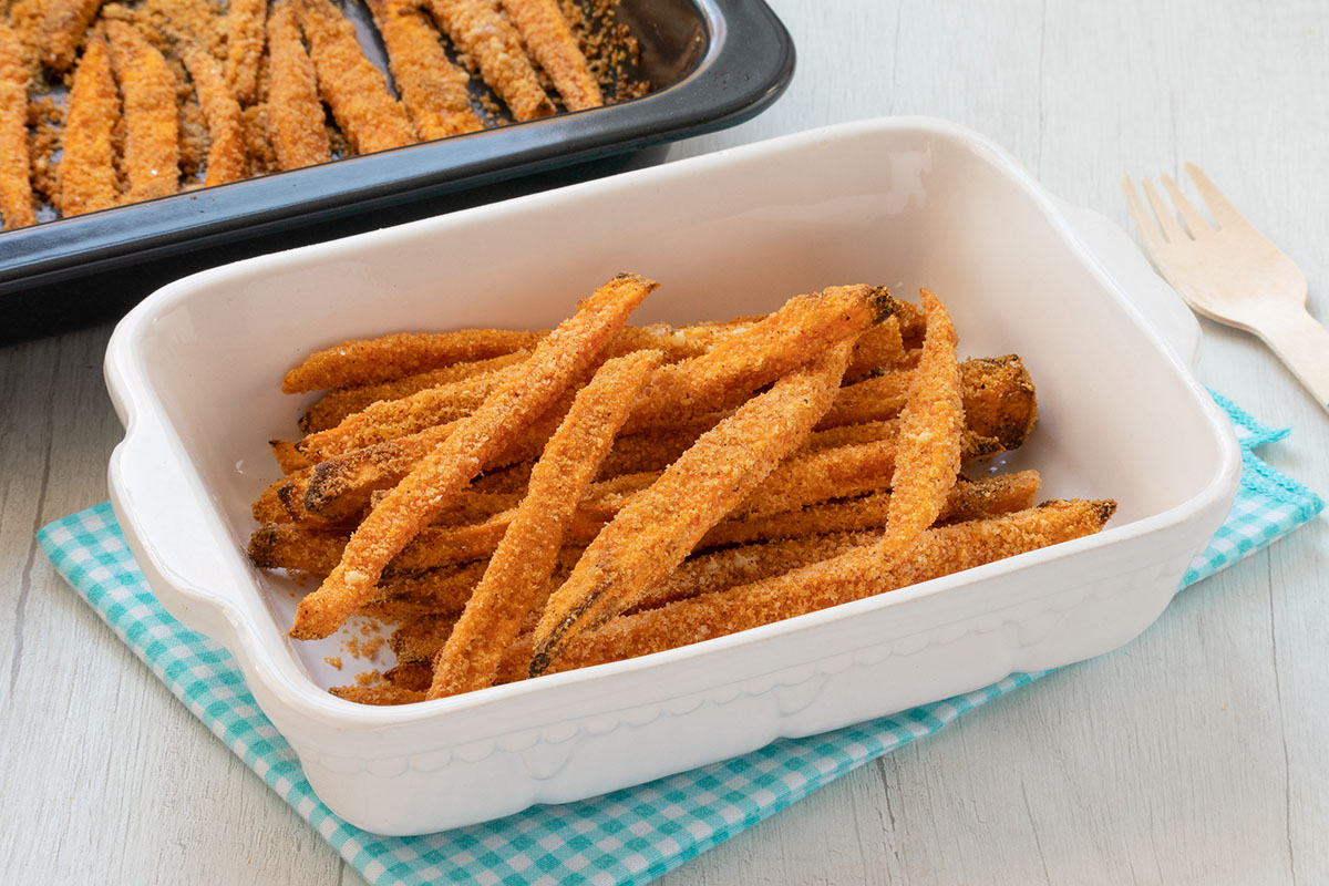 Gegratineerde zoete aardappelsticks
