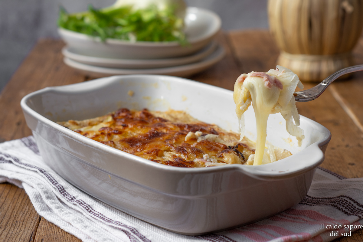 Venkelovenschotel zonder béchamel met ham en kaas