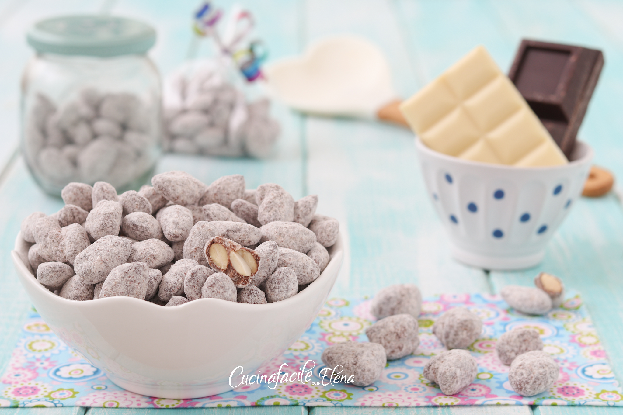 Gesuikerde amandelen met chocolade