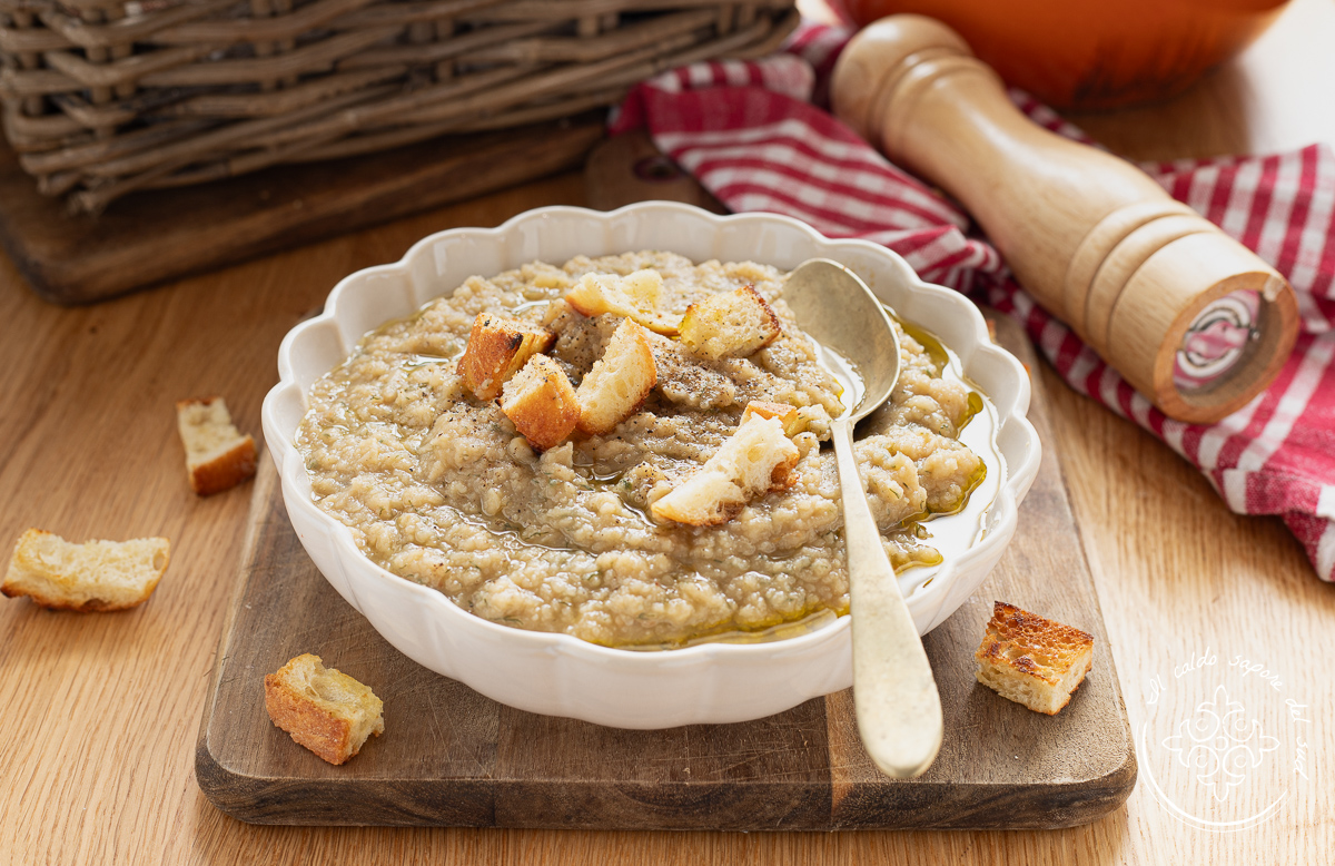 Macco van gedroogde tuinbonen op Siciliaanse wijze