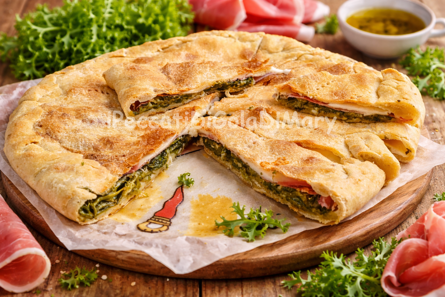 Calzone met andijvie ham en mozzarella