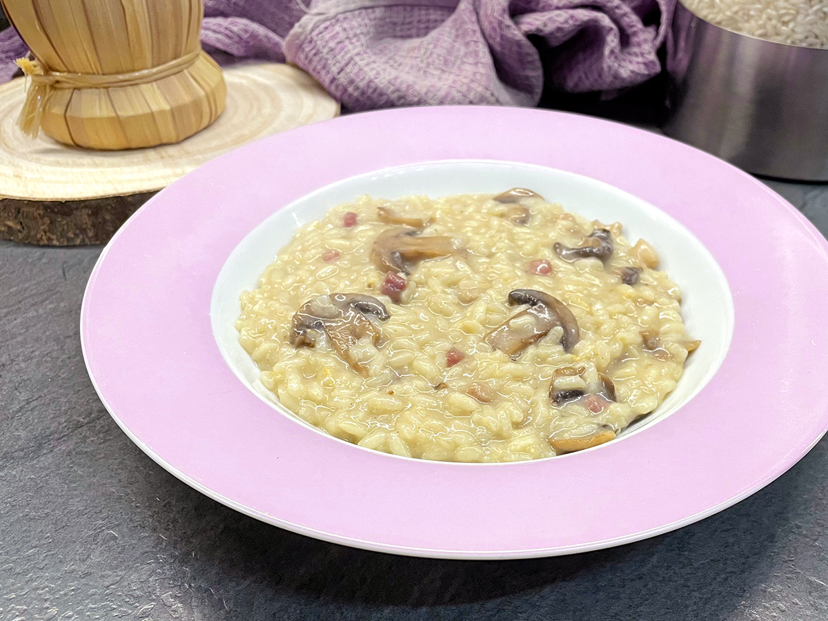 Risotto met champignons en speck