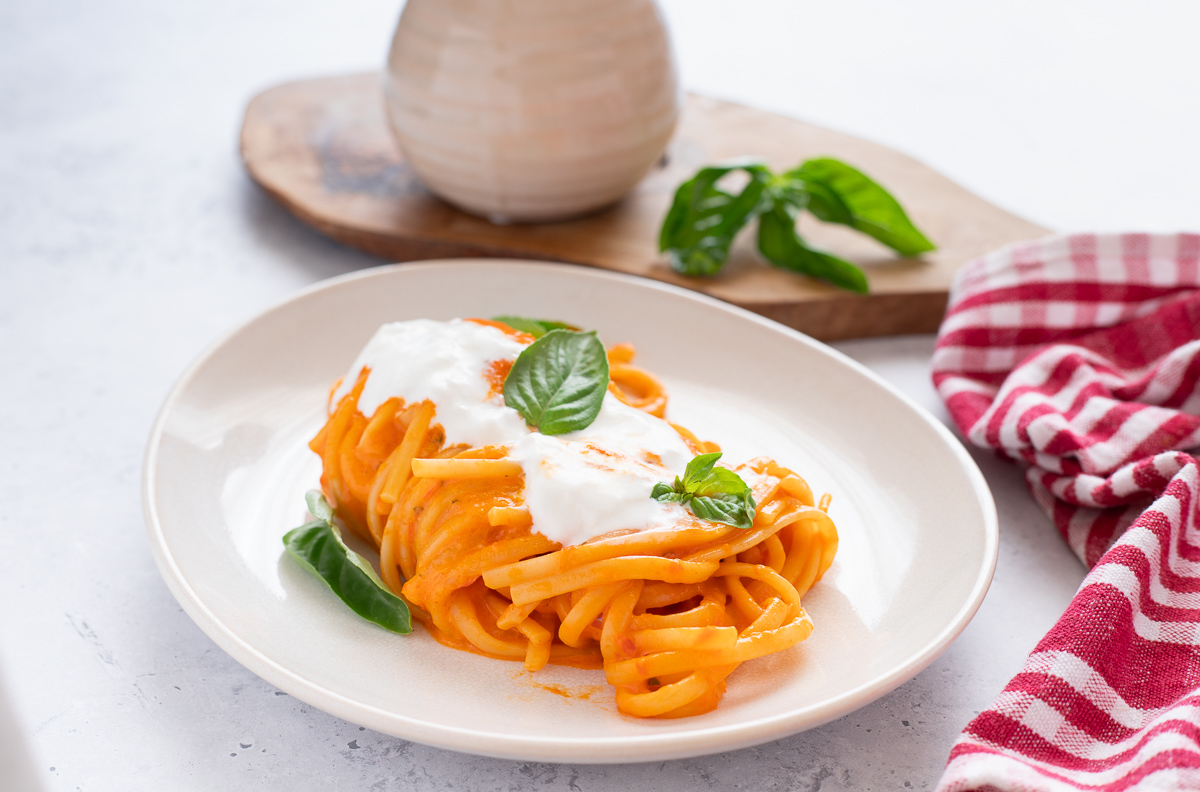 Pasta met paprikacrème