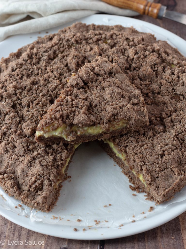 Kruimeltaart met cacao en kokos