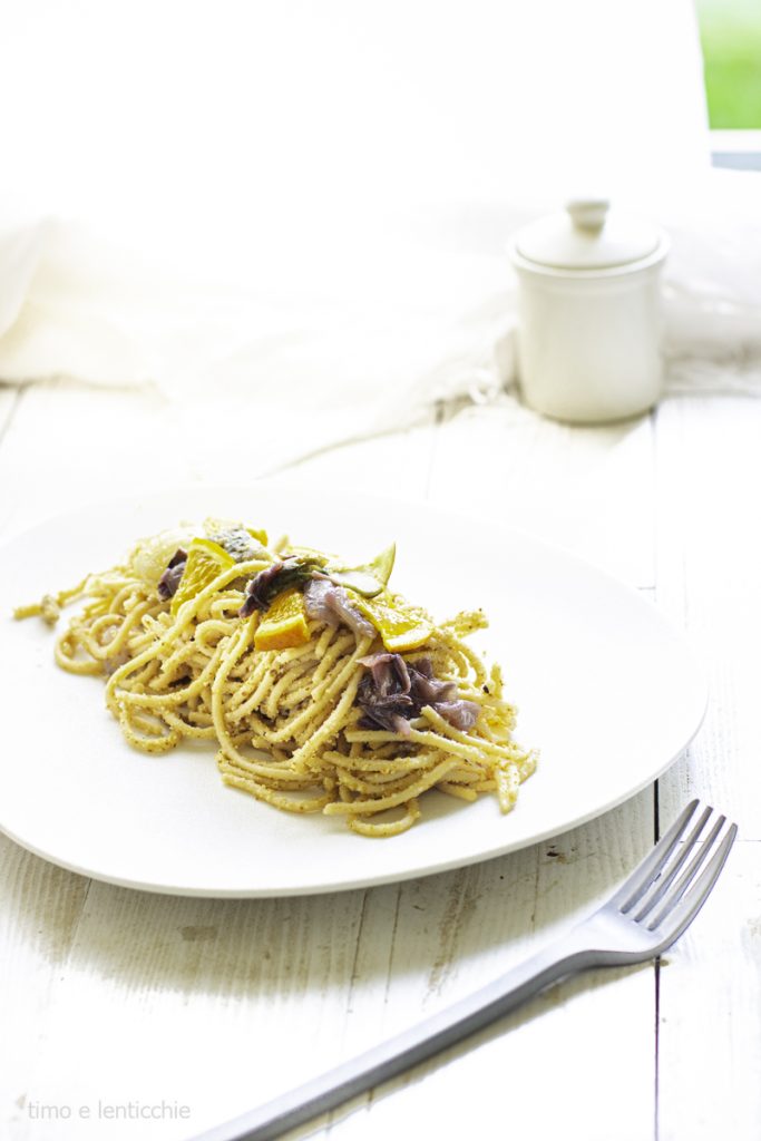 Spaghetti artisjokken en radicchio