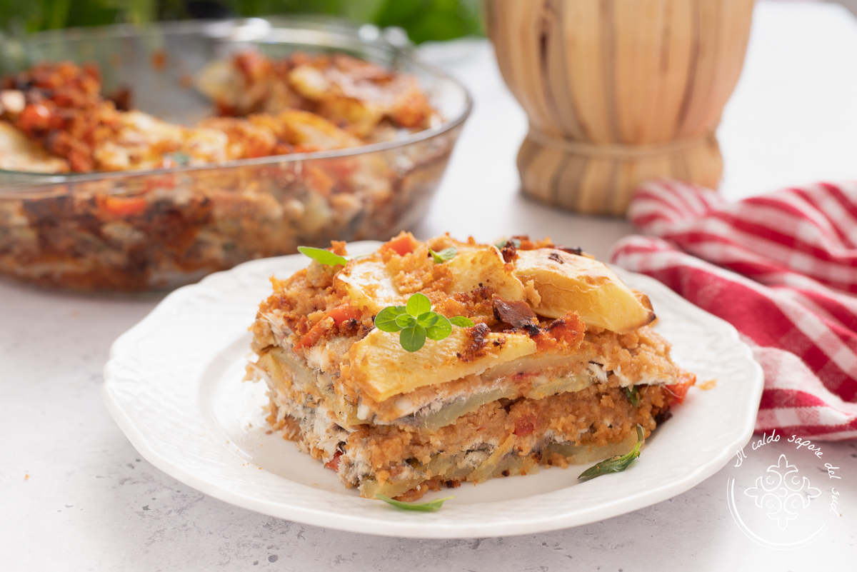 Siciliaanse ansjovis- en aardappeltaart