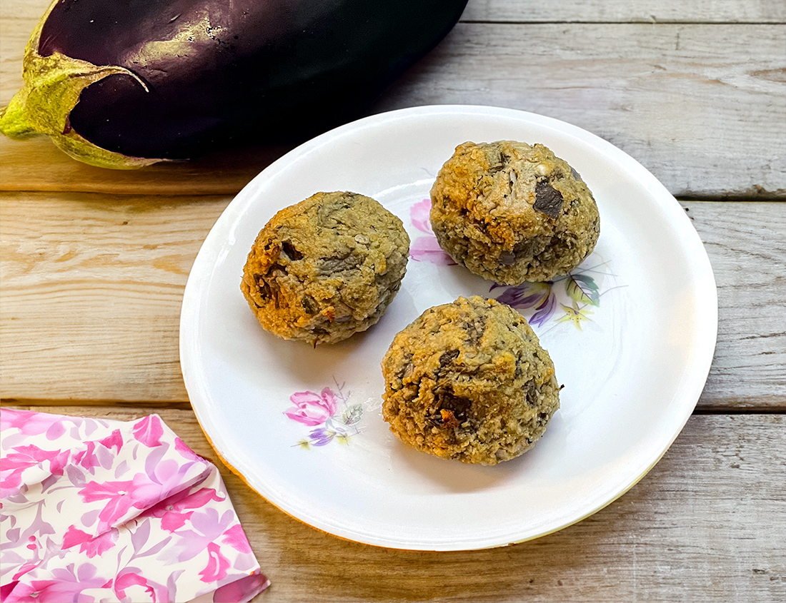 Aubergineballetjes in Airfryer