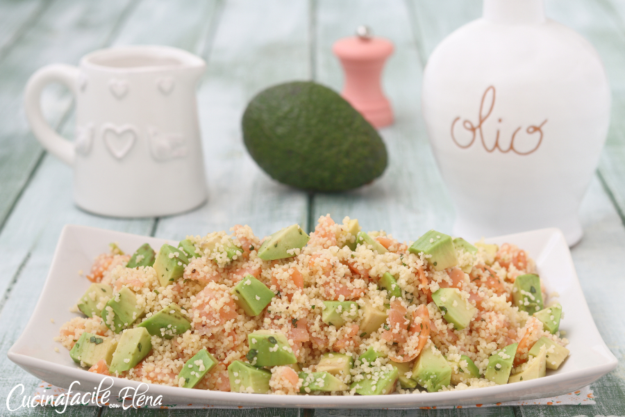 Couscous met zalm en avocado